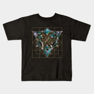 Sacred Geometry Ornament -  Marble  and gold Kids T-Shirt